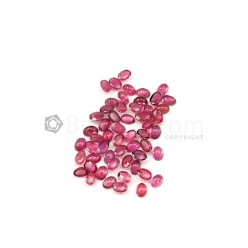 6 x 4 mm to 6.10 x 4.20 mm - Dark Pink Tourmaline Oval Cabochons - 55 Pieces - 29.54 carats (ToCab1064)