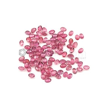 6 x 4.20 mm - Medium Pink Tourmaline Oval Cabochons - 91 Pieces - 49.23 carats (ToCab1066)