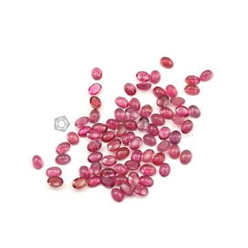 7 x 5 mm - Dark Pink Tourmaline Oval Cabochons - 75 Pieces - 62.05 carats (ToCab1068)