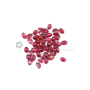 7 x 5 mm - Dark Pink Tourmaline Oval Cabochons - 48 Pieces - 42.11 carats (ToCab1070)
