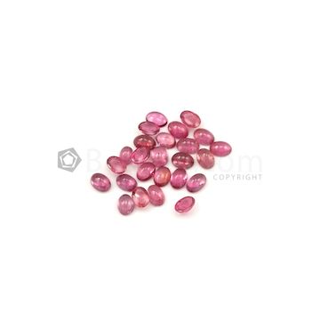 7 x 5 mm - Medium Pink Tourmaline Oval Cabochons - 25 Pieces - 20.78 carats (ToCab1072)