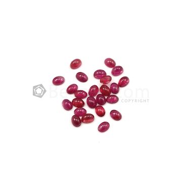 7 x 5 mm - Dark Pink Tourmaline Oval Cabochons - 24 Pieces - 21.96 carats (ToCab1073)