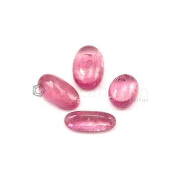 19.20 x 15.40 mm to 26 x 11.40 mm - Medium Pink Tourmaline Oval Cabochons - 4 Pieces - 110.82 carats (ToCab1074)