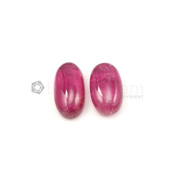 20 x 18 mm to 32 x 17 mm - Medium Pink Tourmaline Oval Cabochons - 2 Pieces - 111.00 carats (ToCab1076)