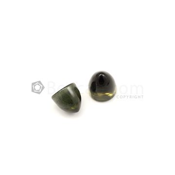 15 x 15.10 mm to 17.20 x 15.60 mm - Dark Green Tourmaline Bullet Cabochons - 2 Pieces - 61.38 carats (ToCab1090)