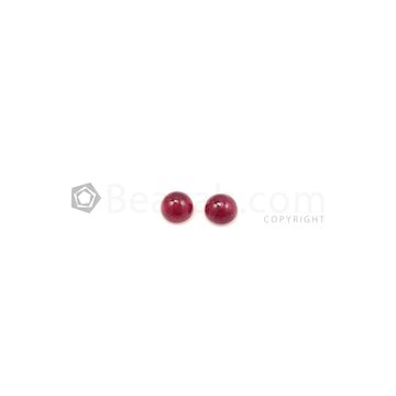8 mm - Dark Pink Tourmaline Round Cabochons - 2 Pieces - 5.09 carats (ToCab1092)