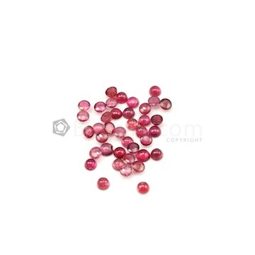 5 to 6 mm - Dark Pink Tourmaline Round Cabochons - 39 Pieces - 25.17 carats (ToCab1095)