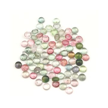 7 mm - Light Tones Tourmaline Round Cabochons - 80 Pieces - 118.00 carats (ToCab1096)