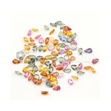6 x 4 mm - Dark Tones Multi-Sapphire Pear Cut Stones - 88 Pieces - 44.77 carats (MSCS1041)