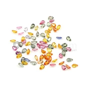 6 x 4 mm - Dark Tones Multi-Sapphire Pear Cut Stones - 73 Pieces - 37.10 carats (MSCS1042)