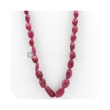 10 x 6 mm to 18 x 13 mm - Medium Red Carved Ruby - 1 Line - 346.70 carats (RCarB1020)