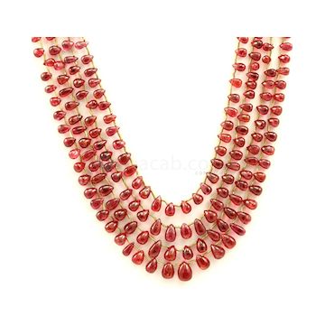 5.00 to 9.00 mm - Medium Purple-Red Spinel Drops Beads - 4 Lines - 224.22 carats - SPNDR1002