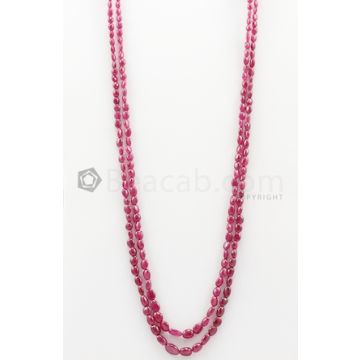 2 Lines - 4 x 4.70 mm to 6.60 x 9.60 mm Dark Pink Color Pink Sapphire Tumbled Gemstone Beads - 160.55 carats (PnSTuB1023)
