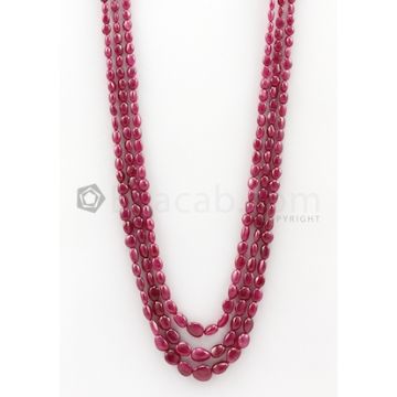 3 Lines - 4.50 x 4.80 mm to 8 x 9.70 mm Dark Pink Color Pink Sapphire Tumbled Gemstone Beads - 242.8 carats (PnSTuB1024)