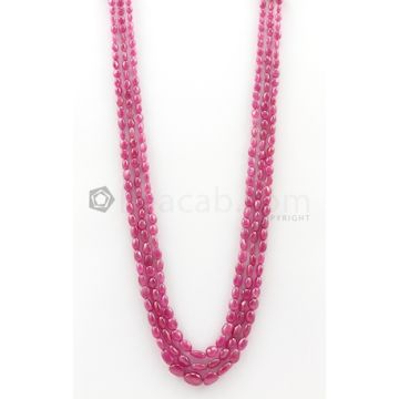 3 Lines - 4.50 x 4.60 mm to 7.80 x 10.50 mm Medium Pink Color Pink Sapphire Tumbled Gemstone Beads - 270.2 carats (PnSTuB1025)