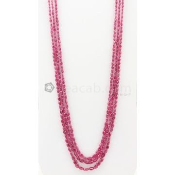 3 Lines - 3.70 x 5.20 mm to 6 x 8 mm Dark Pink Color Pink Sapphire Tumbled Gemstone Beads - 280.45 carats (PnSTuB1028)