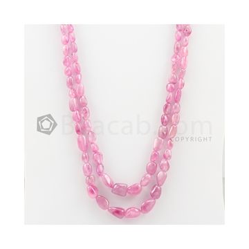 2 Lines - 6 x 8.30 mm to 10 x 14 mm Light Pink Color Pink Sapphire Tumbled Gemstone Beads - 320 carats (PnSTuB1029)