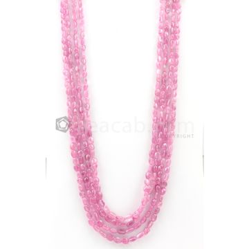 4 Lines - 4.50 x 6.20 mm to 6 x 7.70 mm Light Pink Color Pink Sapphire Tumbled Gemstone Beads - 434 carats (PnSTuB1030)