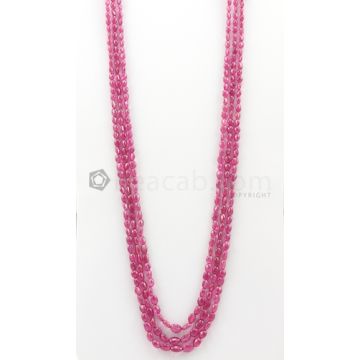 3 Lines - 4 x 4.70 mm to 6.50 x 8.50 mm Medium Pink Color Pink Sapphire Tumbled Gemstone Beads - 282.7 carats (PnSTuB1031)