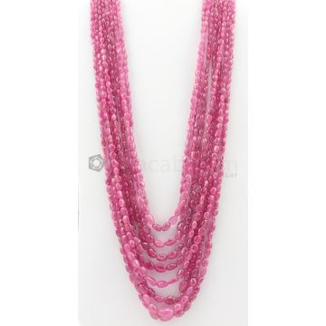 8 Lines - 3.50 x 4 mm to 8 x 14 mm Medium Pink Color Pink Sapphire Tumbled Gemstone Beads - 1036 carats (PnSTuB1033)