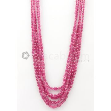 5 Lines - 4.30 x 5.30 mm to 7.30 x 10.50 mm Medium Pink Color Pink Sapphire Tumbled Gemstone Beads - 367.6 carats (PnSTuB1035)