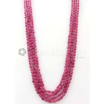 4 Lines - 4 x 5 mm to 6.50 x 9.50 mm Medium Pink Color Pink Sapphire Tumbled Gemstone Beads - 286.9 carats (PnSTuB1037)