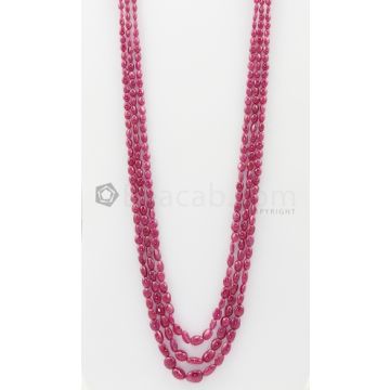 3 Lines - 4 x 5.50 mm to 8.20 x 11 mm Dark Pink Color Pink Sapphire Tumbled Gemstone Beads - 326.35 carats (PnSTuB1040)