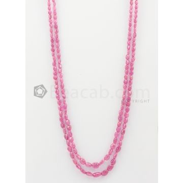 2 Lines - 3 x 5 mm to 6 x 9.50 mm Light Pink Color Pink Sapphire Tumbled Gemstone Beads - 160.45 carats (PnSTuB1041)