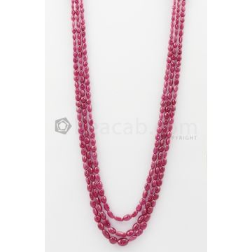3 Lines - 3.50 x 5.50 mm to 5 x 10 mm Dark Pink Color Pink Sapphire Tumbled Gemstone Beads - 268.2 carats (PnSTuB1042)
