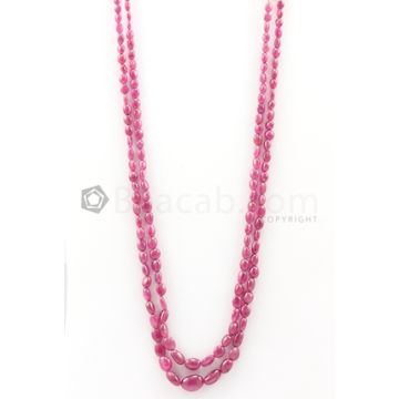 2 Lines - 4.50 x 5.50 mm to 9 x 13 mm Dark Pink Color Pink Sapphire Tumbled Gemstone Beads - 200.75 carats (PnSTuB1050)