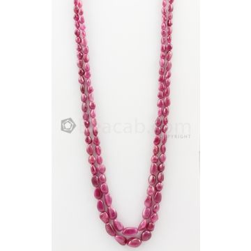 2 Lines - 5.50 x 7 mm to 10 x 15.50 mm Dark Pink Color Pink Sapphire Tumbled Gemstone Beads - 426 carats (PnSTuB1051)