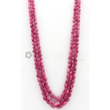 3 Lines - 6 x 7 mm to 8.50 x 17 mm Medium Pink Color Pink Sapphire Tumbled Gemstone Beads - 584 carats (PnSTuB1052)