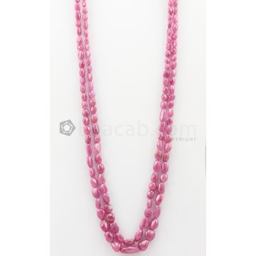 2 Lines - 6.30 x 7.30 mm to 12.30 x 18.90 mm Medium Pink Color Pink Sapphire Tumbled Gemstone Beads - 406.75 carats (PnSTuB1053)