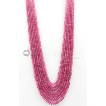 7 Lines - 2.50 to 6.30 mm Medium Pink Color Pink Sapphire Smooth Gemstone Beads - 425.15 carats (PnSPB1001)