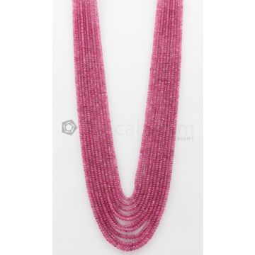 9 Lines - 2.50 to 4.50 mm Medium Pink Color Pink Sapphire Smooth Gemstone Beads - 409.81 carats (PnSPB1002)