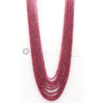 8 Lines - 2.30 to 5.60 mm Dark Pink Color Pink Sapphire Smooth Gemstone Beads - 342.75 carats (PnSPB1003)