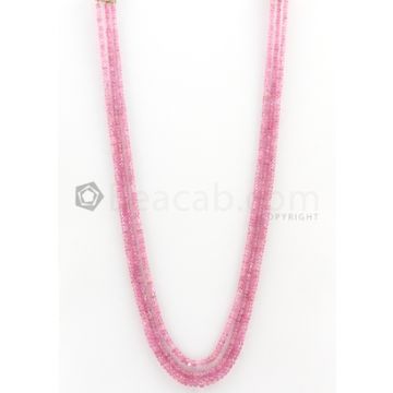 3 Lines - 2.70 to 4.30 mm Light Pink Color Pink Sapphire Smooth Gemstone Beads - 128.55 carats (PnSPB1005)