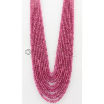 10 Lines - 3 to 5.50 mm Medium Pink Color Pink Sapphire Smooth Gemstone Beads - 795.32 carats (PnSPB1007)