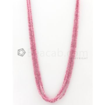 4 Lines - 2.30 to 3 mm Light Pink Color Pink Sapphire Smooth Gemstone Beads - 114.3 carats (PnSPB1008)