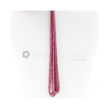 4 Lines - 2.20 to 3 mm Medium Pink Color Pink Sapphire Smooth Gemstone Beads - 95 carats (PnSPB1010)