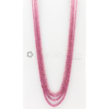 4 Lines - 2.70 to 5.30 mm Light Pink Color Pink Sapphire Smooth Gemstone Beads - 259 carats (PnSPB1011)