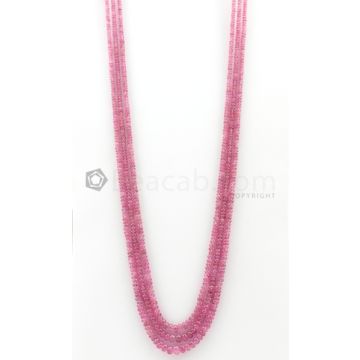 3 Lines - 3 to 5 mm Light Pink Color Pink Sapphire Smooth Gemstone Beads - 251.1 carats (PnSPB1013)