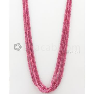 5 Lines - 2.70 to 5 mm Medium Pink Color Pink Sapphire Smooth Gemstone Beads - 214.22 carats (PnSPB1014)