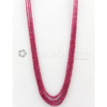 3 Lines - 2.90 to 5 mm Dark Pink Color Pink Sapphire Smooth Gemstone Beads - 144.7 carats (PnSPB1016)