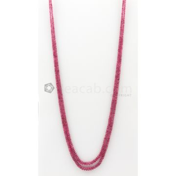 2 Lines - 2.50 to 5.30 mm Dark Pink Color Pink Sapphire Smooth Gemstone Beads - 143.5 carats (PnSPB1017)