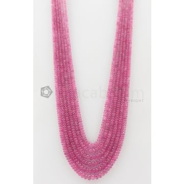 6 Lines - 3 to 7 mm Medium Pink Color Pink Sapphire Smooth Gemstone Beads - 559.45 carats (PnSPB1018)