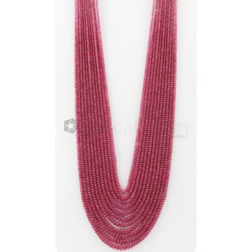 11 Lines - 2.40 to 4 Dark Pink Color Pink Sapphire Smooth Gemstone Beads - 670 carats (PnSPB1020)