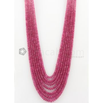 7 Lines - 2.70 to 6.20 mm Medium Pink Color Pink Sapphire Smooth Gemstone Beads - 417.9 carats (PnSPB1022)
