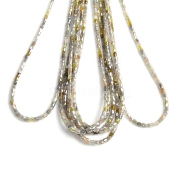 7 Lines - Yellow, Gray Diamond Tube Beads - 161.38 cts - 2 x 1.8 to 3.5 x 3.3 mm (FNCYDIA1037)