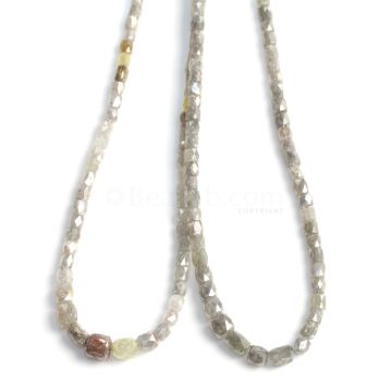 2 Lines - Gray Diamond Tube Beads - 80.60 cts - 2 to 5 mm (FNCYDIA1039)